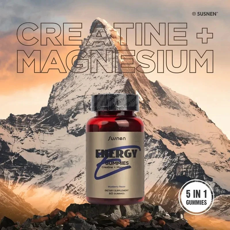 Creatine Magnesium Gummies, Daily Dietary Supplement, 60 Gummies, Blueberry Flavor, Made In USA