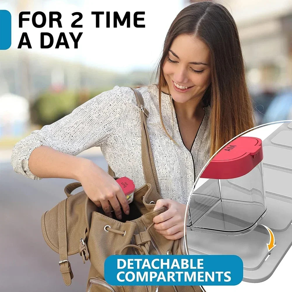 Large 7 Day Pill Organizer - Detachable Containers