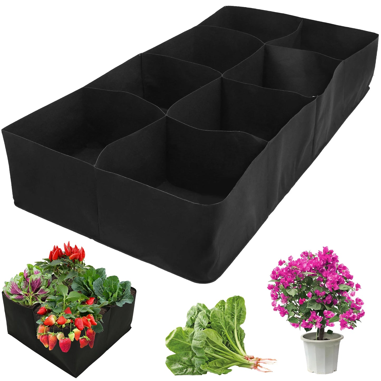 8 Grid Garden Planting Bags, Raised Bed, Portable, Reusable
