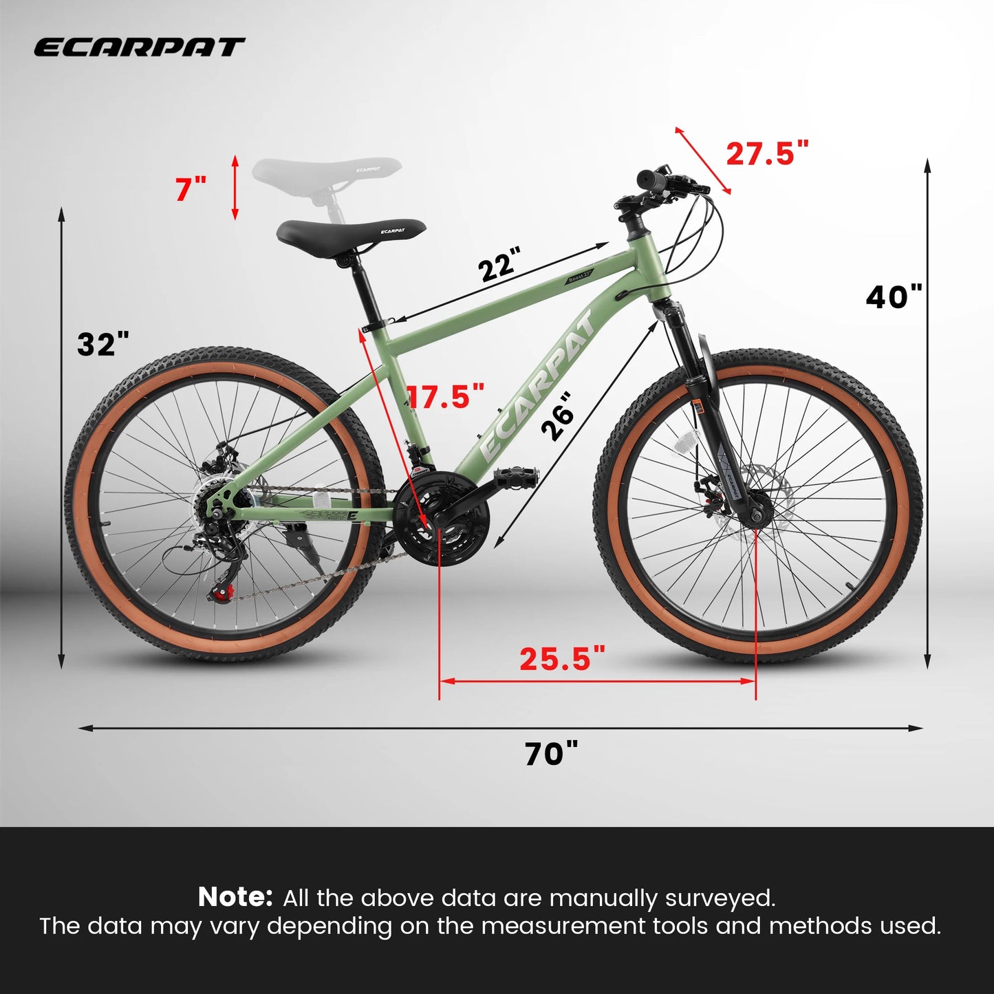 Ecarpat 21-Speed Mountain Bike 27.5 Inch Wheel for Men or Women