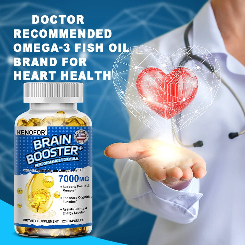 Brain Booster, Omega 3 Fish Oil, Ginkgo Biloba