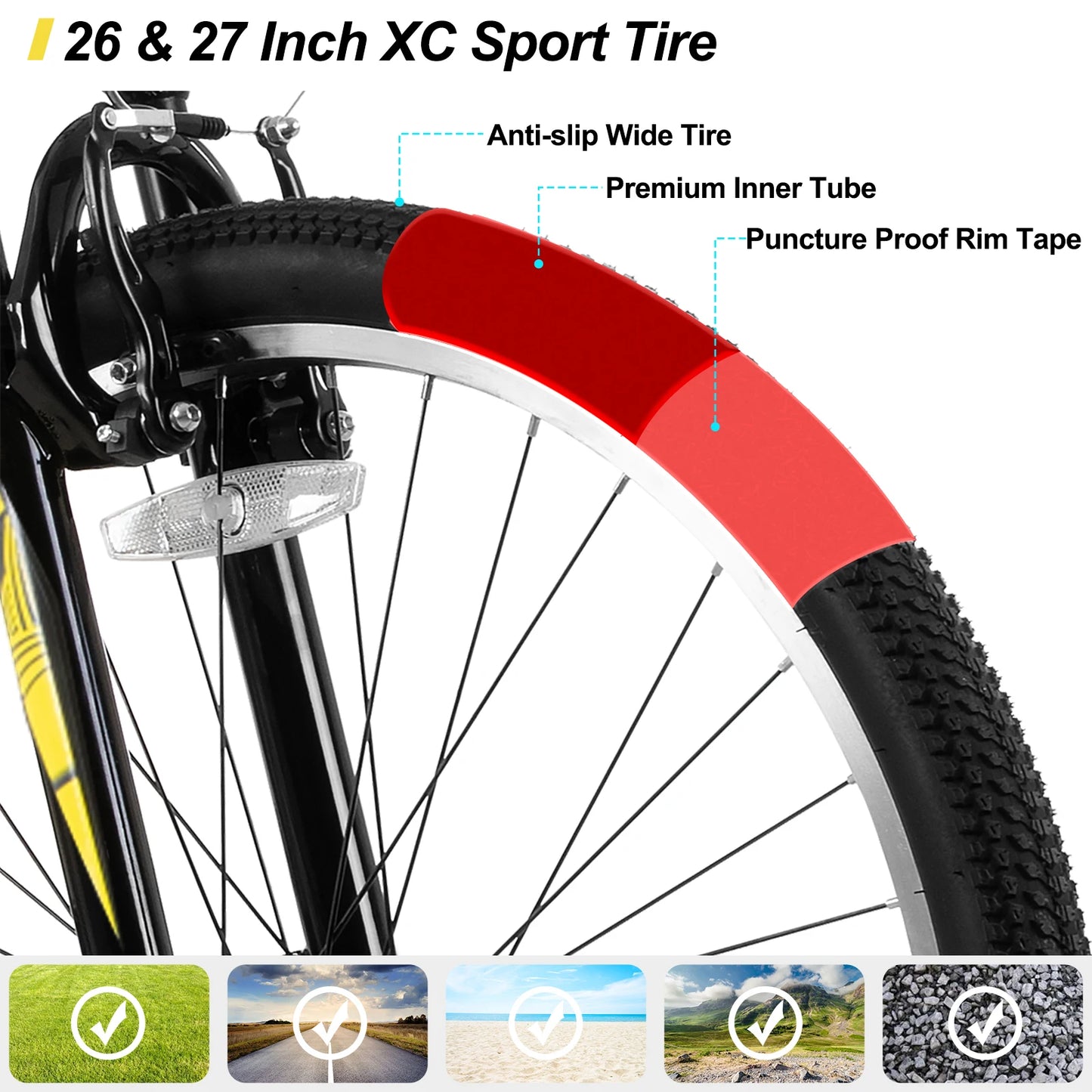 26, 27.5, or 29 Inch 21-Speed Mountain Bike for men or women