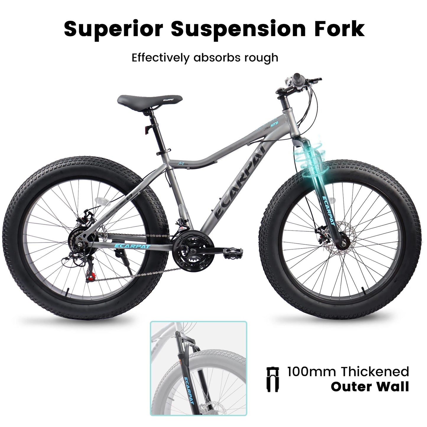 Ecarpat 26 Inch 21-Speed Fat Tire Mountain Bike