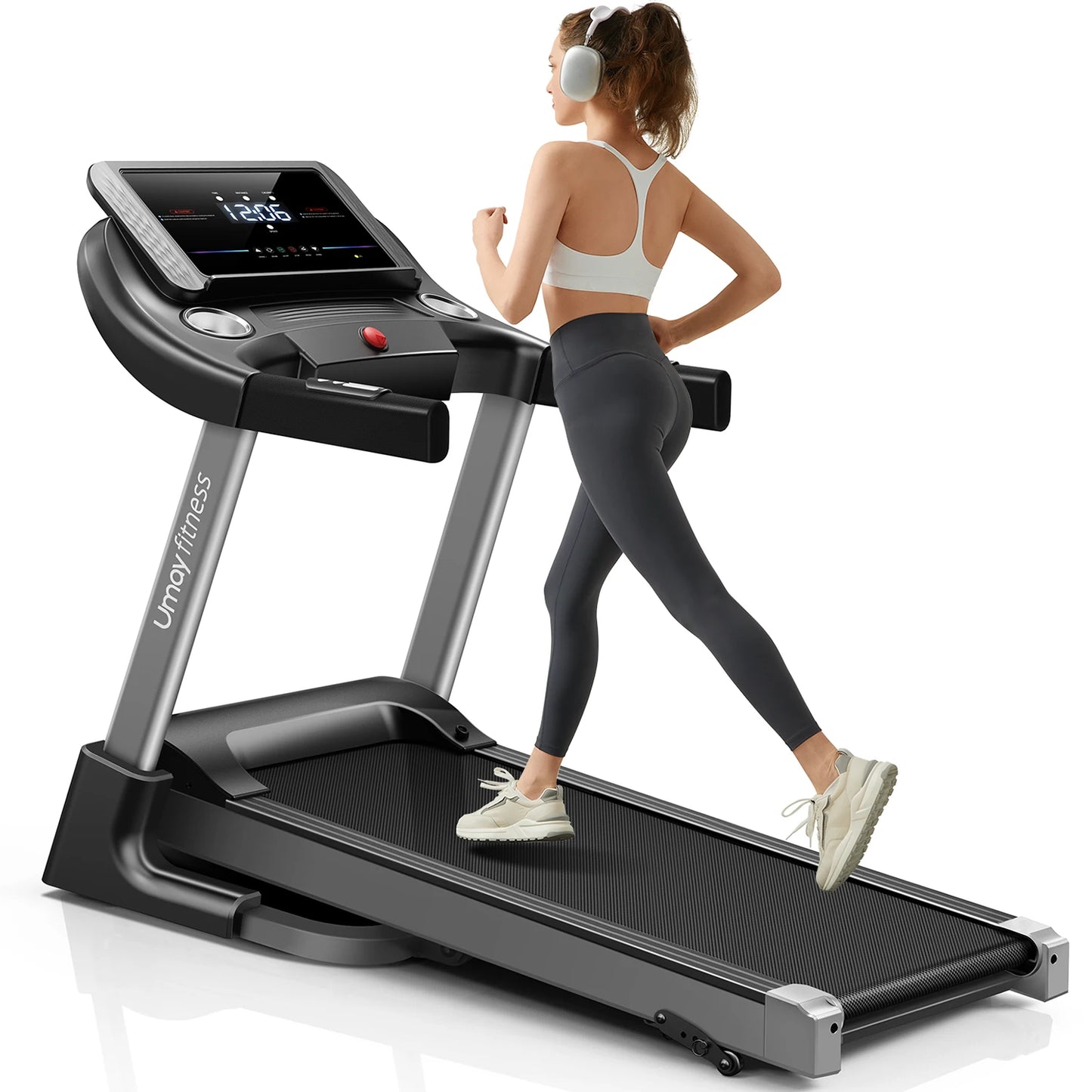 Treadmill, Folding, Incline, with Pulse Sensors, 3.0 HP Quiet Brushless, 300 Lb. Capacity