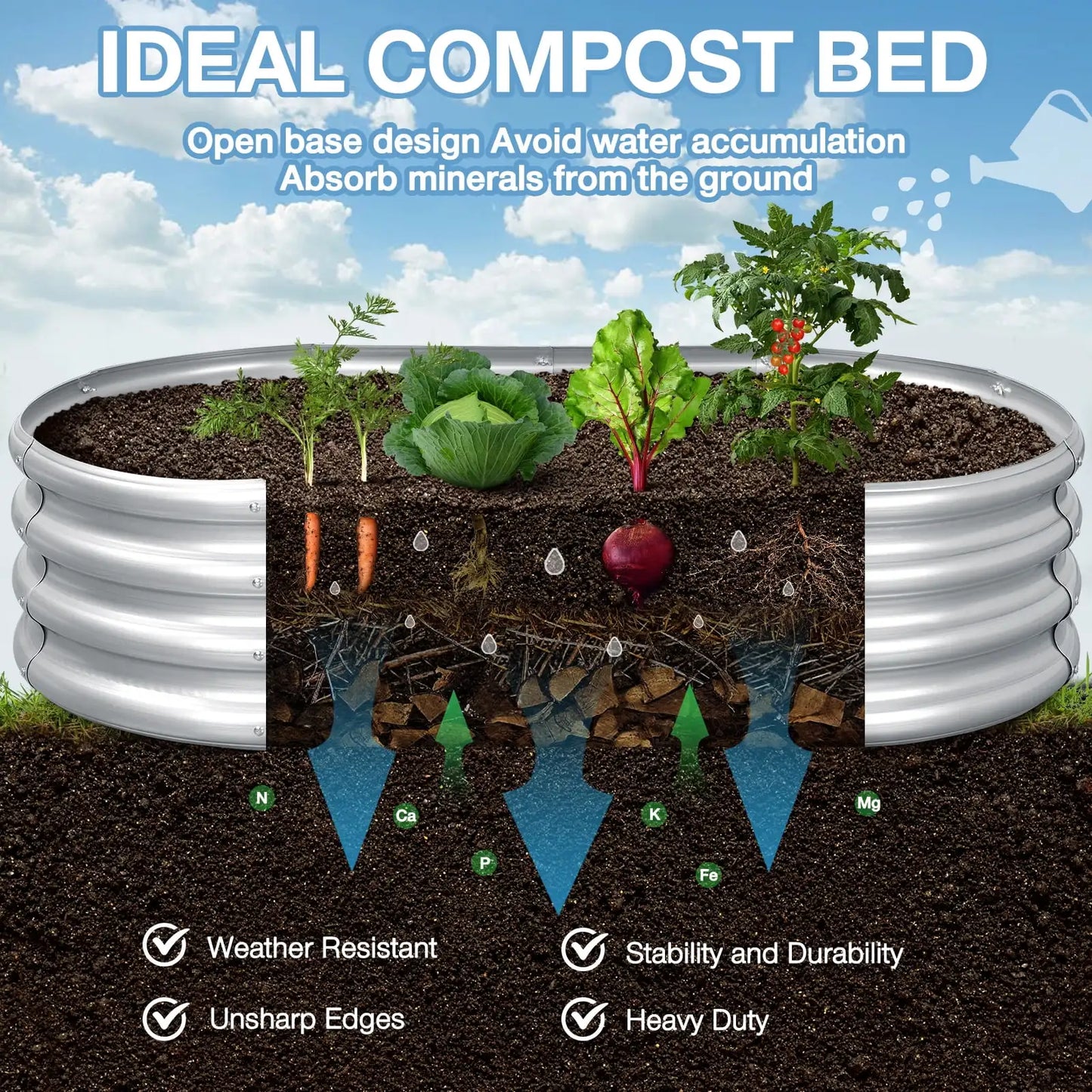 2-Pack Galvanized Raised Garden Beds, 12 Inches High, 4 Ft. x 2 Ft.