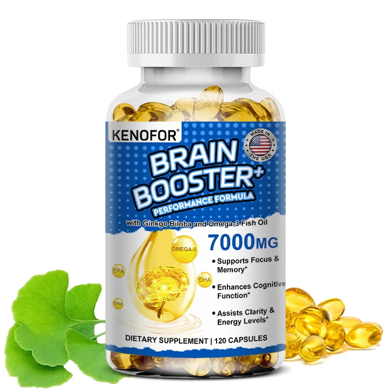 Brain Booster, Omega 3 Fish Oil, Ginkgo Biloba