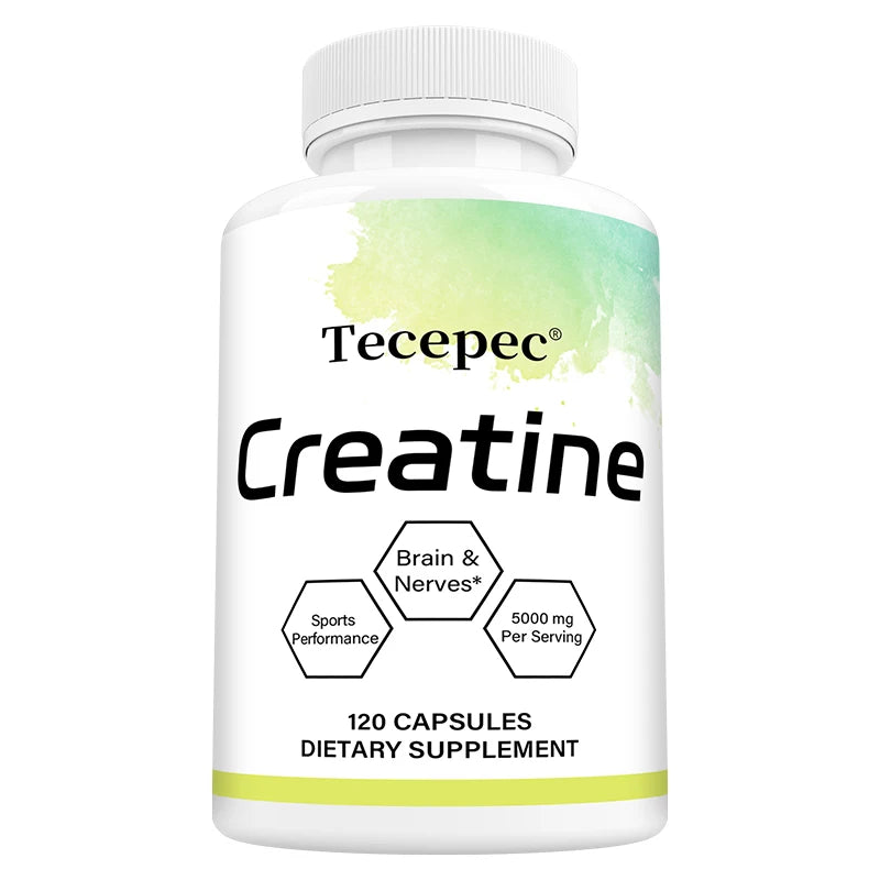 Creatine Monohydrate 5000 mg, Supports Muscle, Performance & Strength, Recovery, Brain Function, 120 Capsules