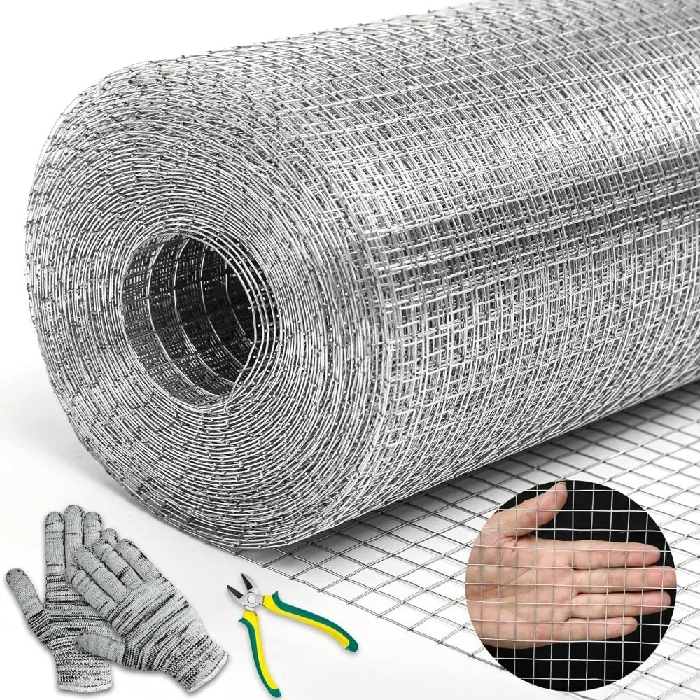 Hardware Cloth, 48" x 100ft Galvanized Hardware Cloth Chicken Wire Fence Roll, 1/2" Galvanized Wire Mesh Screen