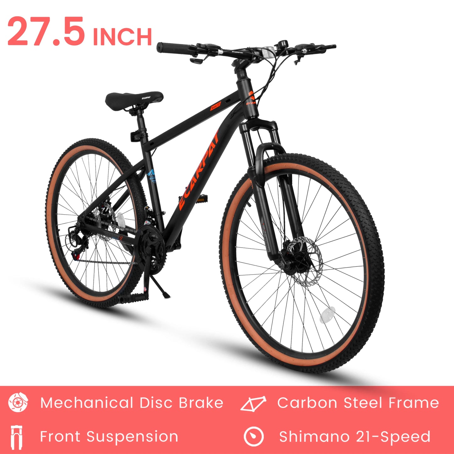 Ecarpat 21-Speed Mountain Bike 27.5 Inch Wheel for Men or Women