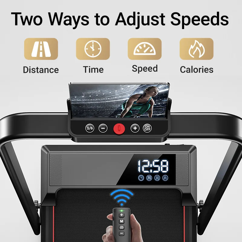 Walking Pad Treadmill; Fully Foldable; 0-9% Incline, Under-Desk