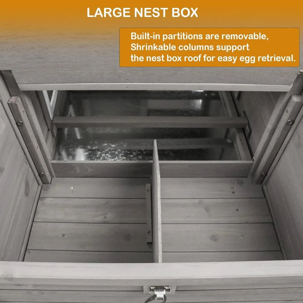 Chicken Coop/Tractor, Solid Wood, Large Run, Nest Box