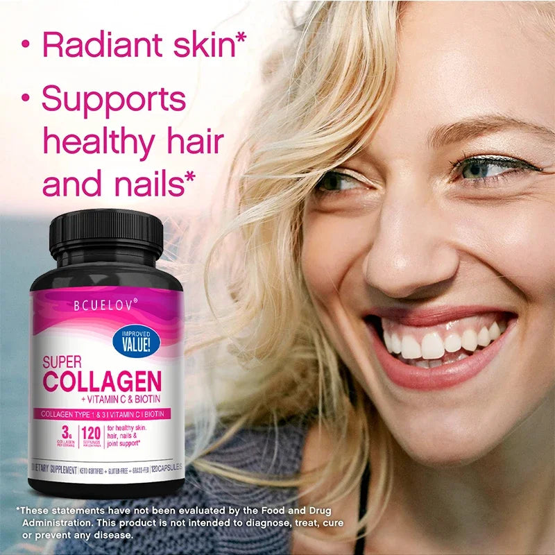 Collagen. Vitamin C, Biotin, Anti-Aging Support