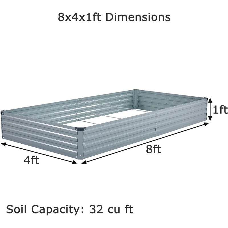 Galvanized Raised Garden Beds, 2 Pack, 8 ft. x 4 ft. x 1 ft.