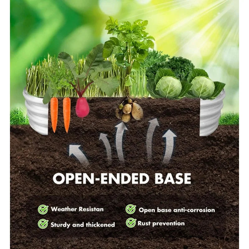 4x2x1 Ft. Galvanized Raised Garden Bed, with Metal Plant Stakes