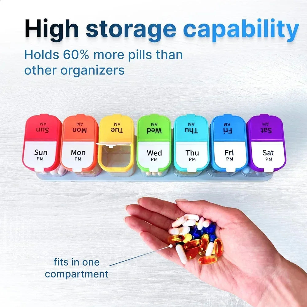 Large 7 Day Pill Organizer - Detachable Containers