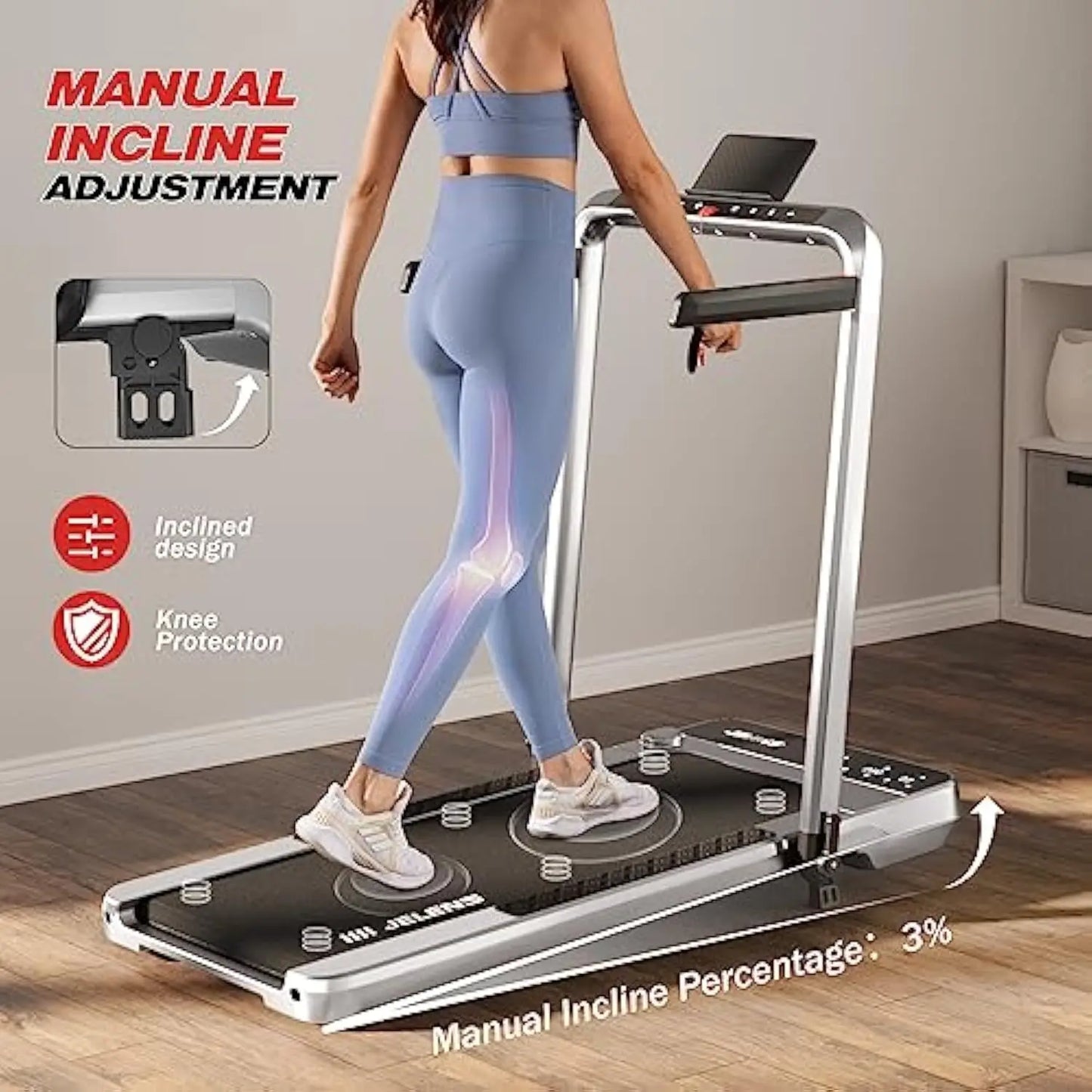 Under Desk Treadmill, 2.5 HP, Incline, Gesture Sensing Control