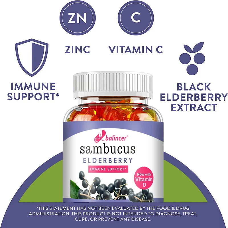 Elderberry Gummies, Vitamins C and D, Zinc