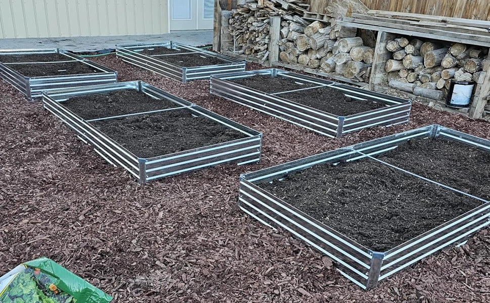 2 Pack 8x4x1 Foot Galvanized Raised Garden, 4 Plastic Corners