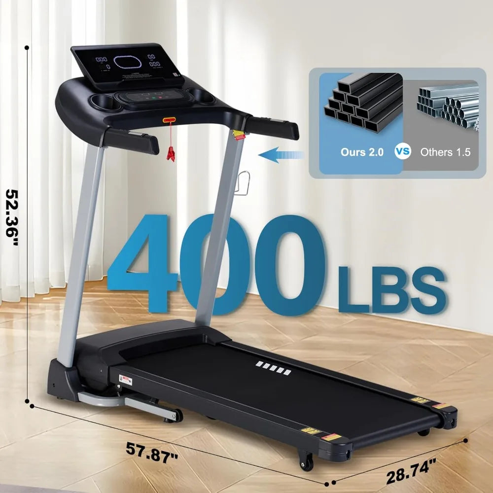 Heavy Duty Treadmill, 400 Lb. Cap, 18% Auto Incline, 18.9" Wide Belt