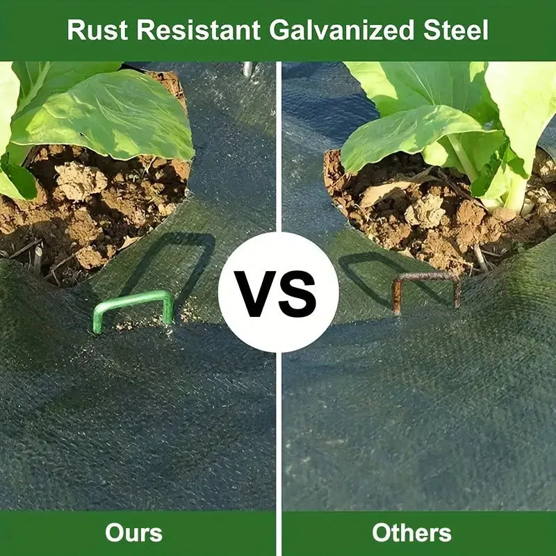 Heavy-duty U-Shaped Garden/Landscaping Staples, For Holding Weed Barriers in Place, Galvanized