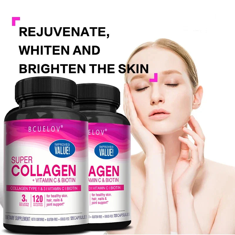 Collagen. Vitamin C, Biotin, Anti-Aging Support