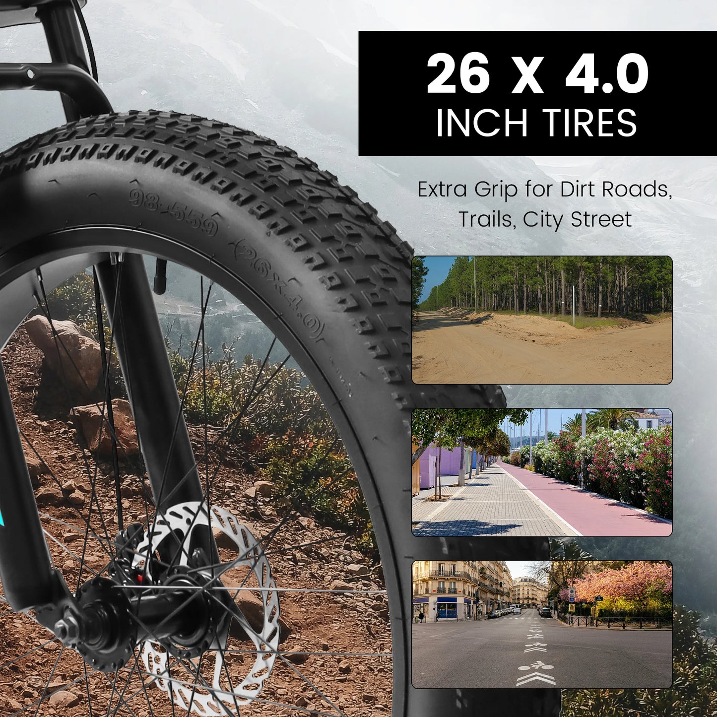 26 inch 21-Speed Fat Tire Mountain Bike for Men or Women