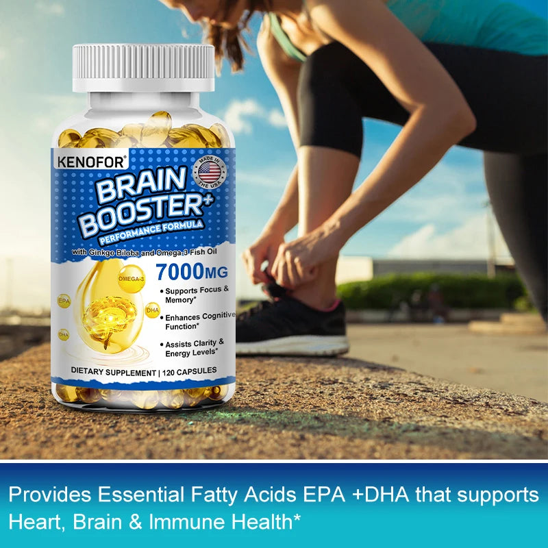 Brain Booster, Omega 3 Fish Oil, Ginkgo Biloba