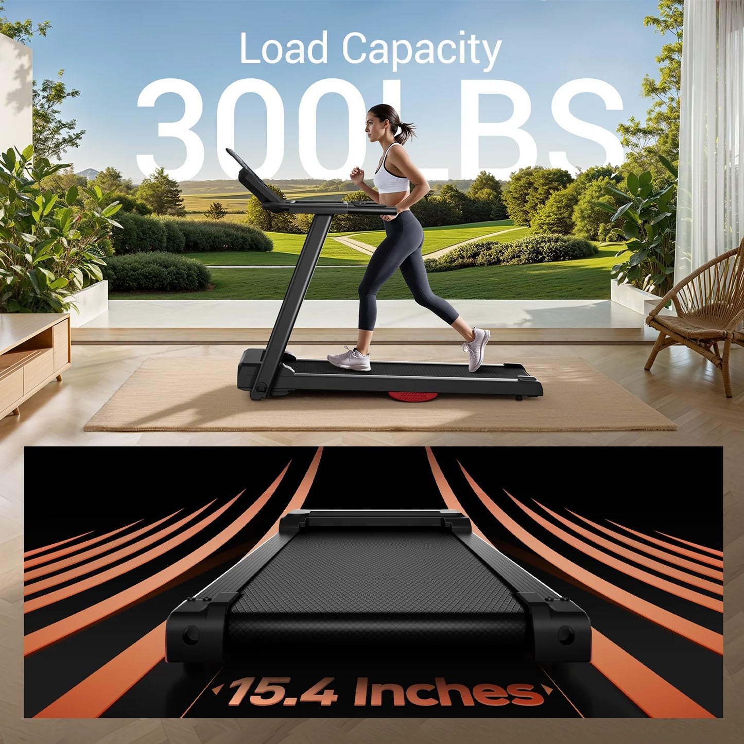 Treadmill, Foldable, 300 Lb. Capacity, Quiet Design