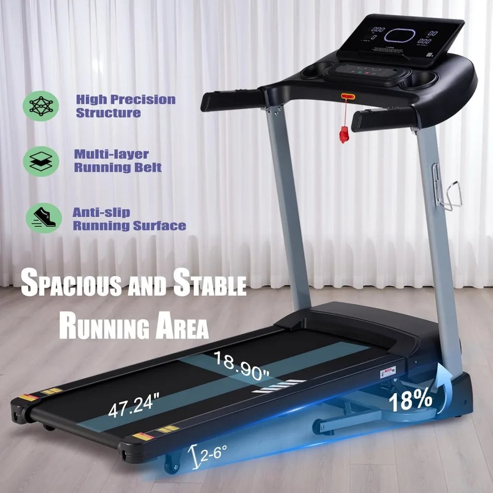 Heavy Duty Treadmill, 400 Lb. Cap, 18% Auto Incline, 18.9" Wide Belt