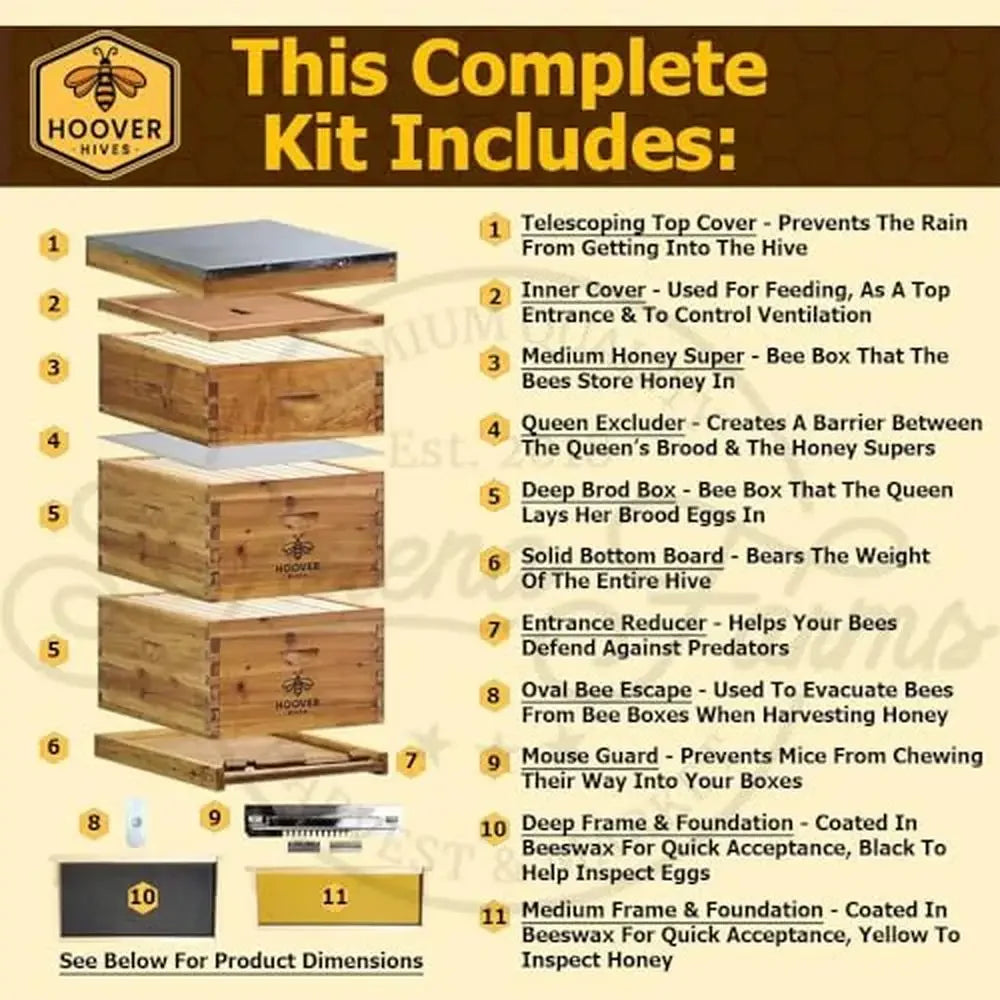 Wooden Beehive Kit, 8 Frames