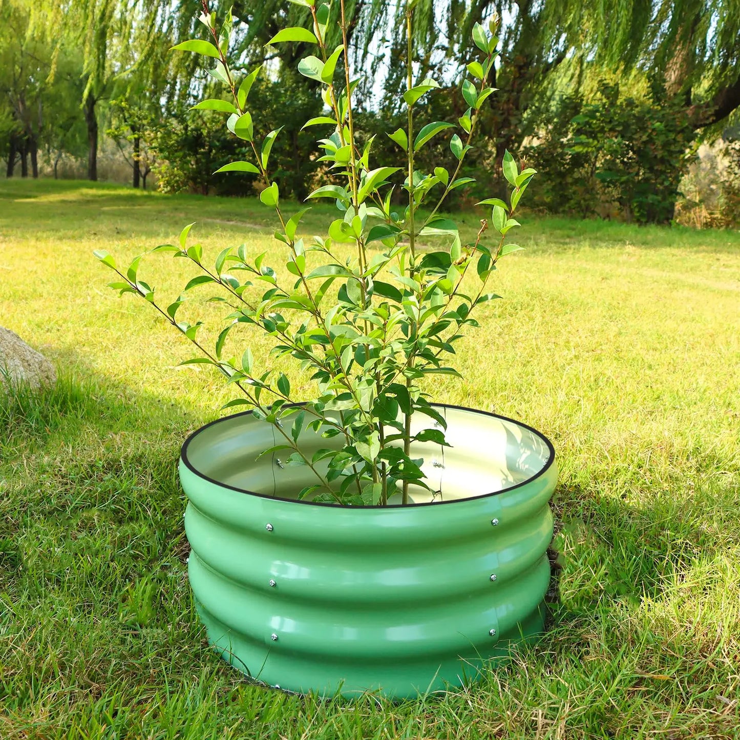 3-Pack Galvanized Metal Round Raised Garden Beds, 12 In. High, 2 Ft. Diameter