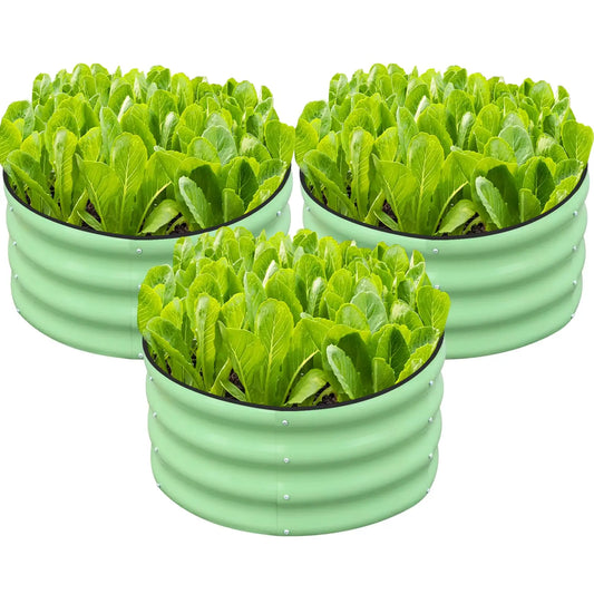 3-Pack Galvanized Metal Round Raised Garden Beds, 12 In. High, 2 Ft. Diameter