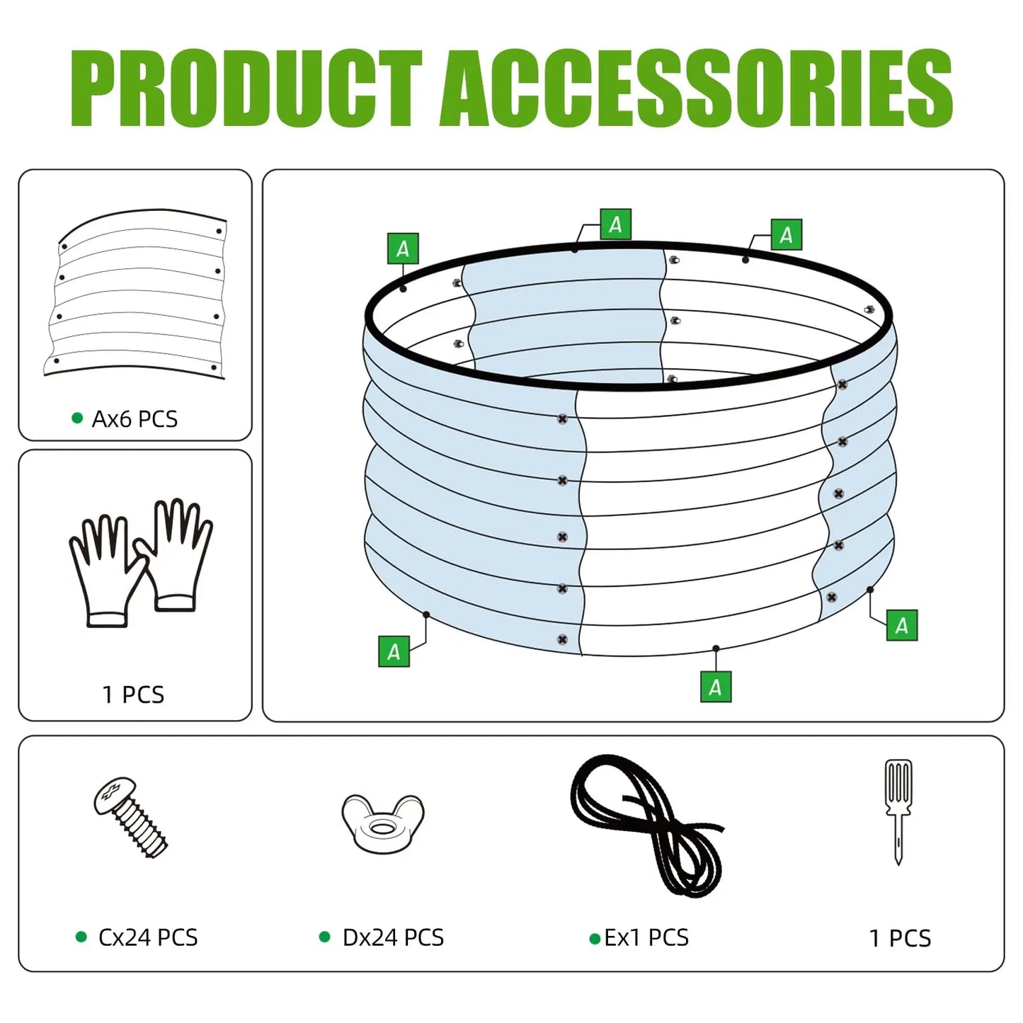 3-Pack Galvanized Metal Round Raised Garden Beds, 12 In. High, 2 Ft. Diameter