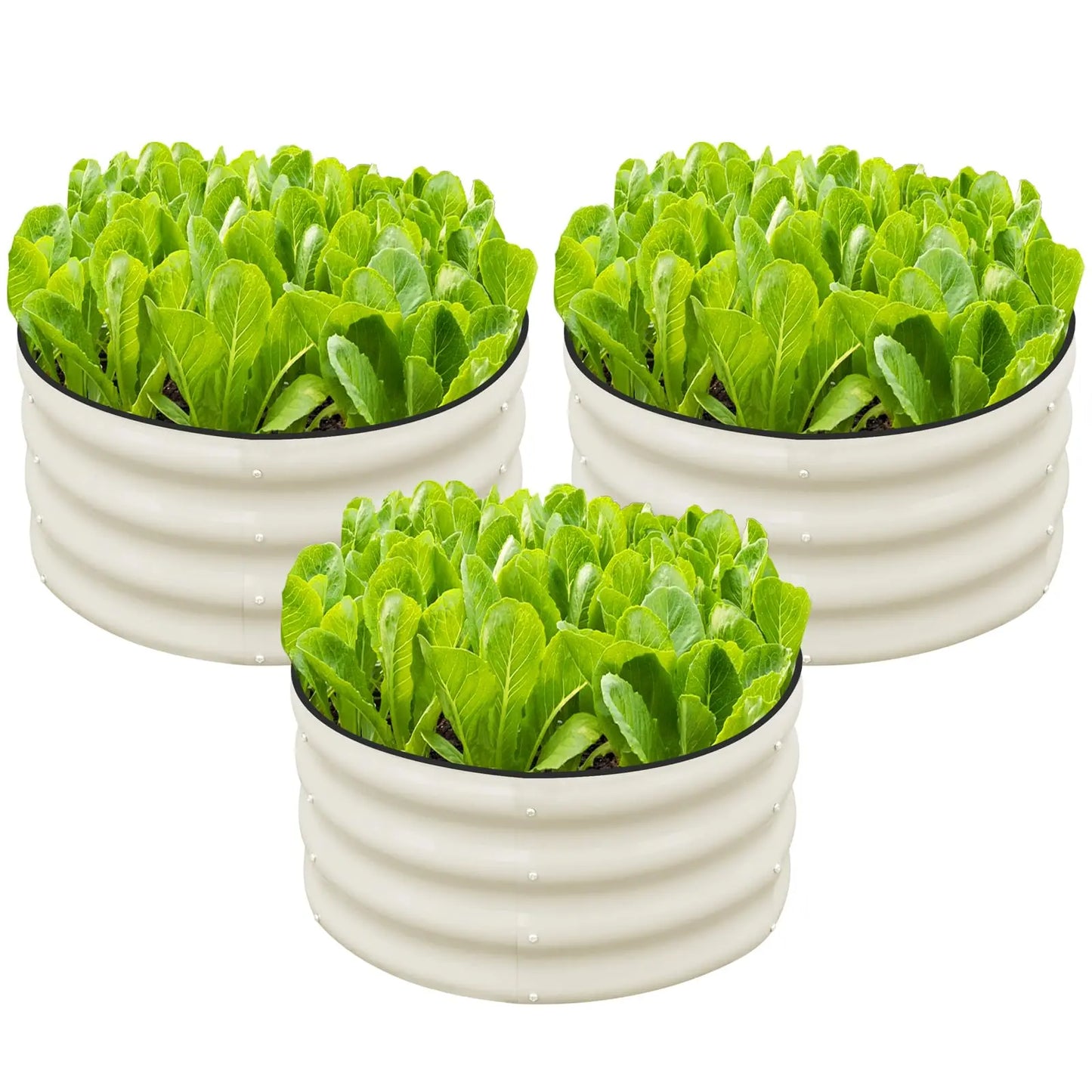 3-Pack Galvanized Metal Round Raised Garden Beds, 12 In. High, 2 Ft. Diameter