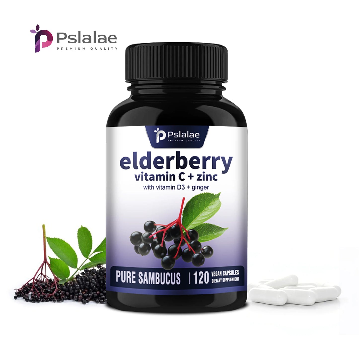 Elderberry, Vitamin C, Zinc, Vitamin D3, Ginger
