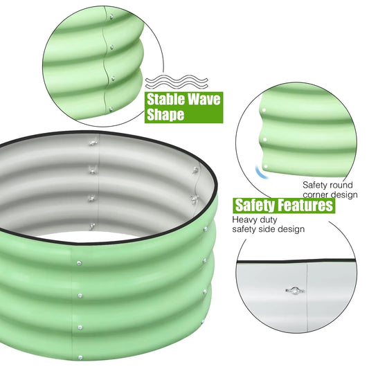 3-Pack Galvanized Metal Round Raised Garden Beds, 12 In. High, 2 Ft. Diameter