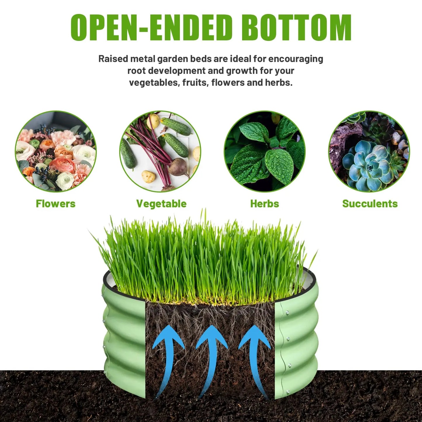 3-Pack Galvanized Metal Round Raised Garden Beds, 12 In. High, 2 Ft. Diameter