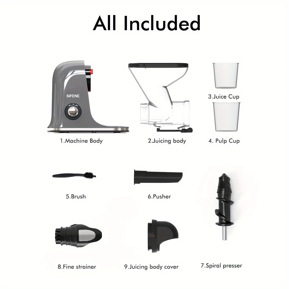 Cold Press Juicer - Slow Masticating, High Yield for Fruits & Veggies, Dual-Mouth, Anti-Clog, Easy Clean, BPA-Free