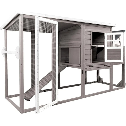 Chicken Coop/Tractor, Solid Wood, Large Run, Nest Box
