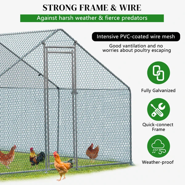 Large Metal Chicken Coop, Chicken Run, Animal Pen