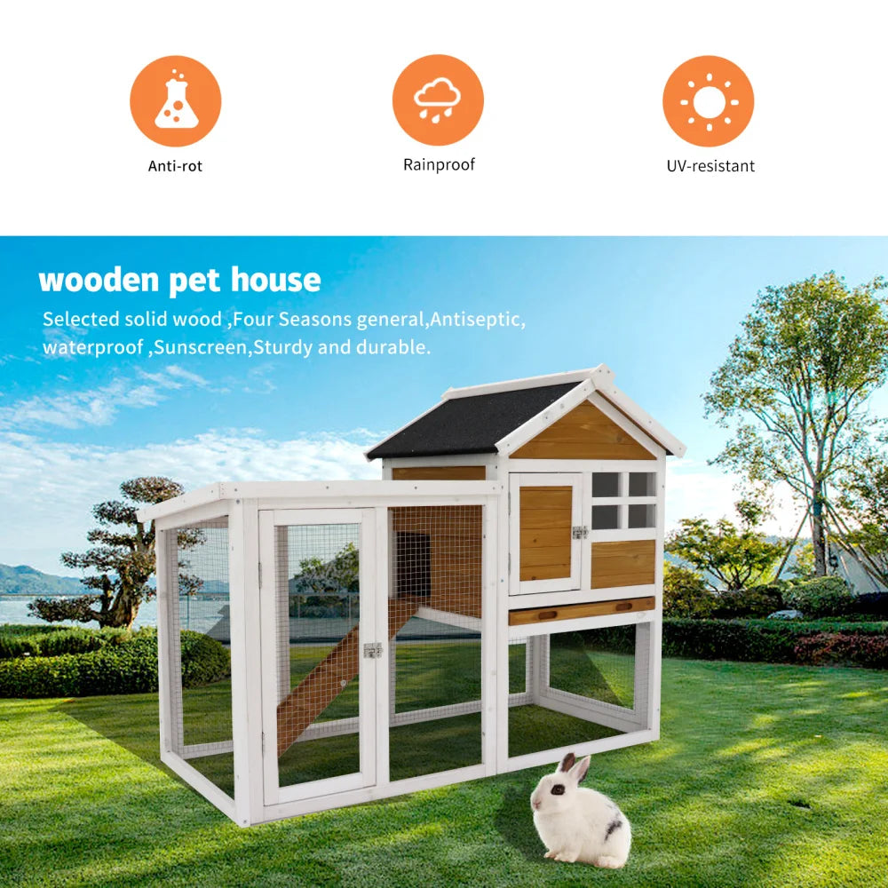 Deluxe Wooden Chicken Coop, Hen House, 4 Seasons