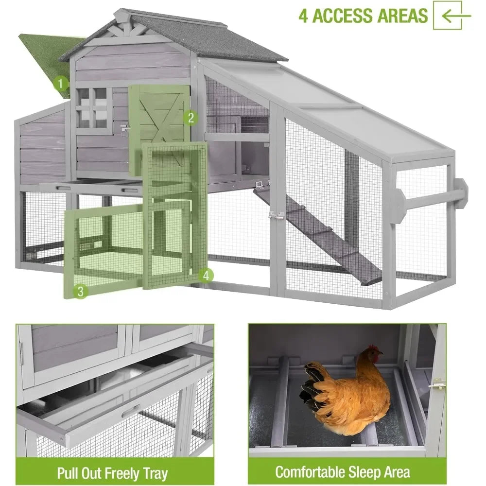 Chicken Coop/Tractor, Large Nesting Box, Easy to Move