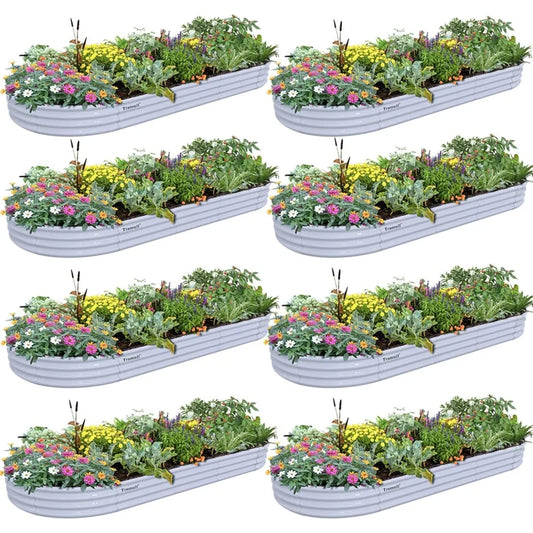 8-Pack Raised Garden Beds, 12 Inches High, 8 Ft. x 3 Ft., Galvanized