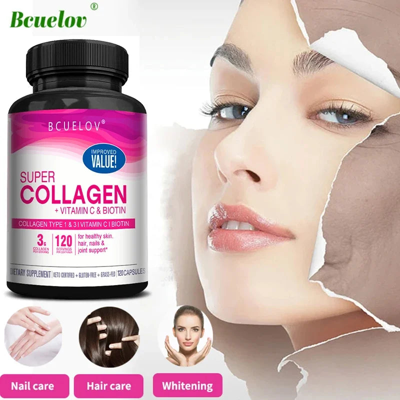 Collagen. Vitamin C, Biotin, Anti-Aging Support