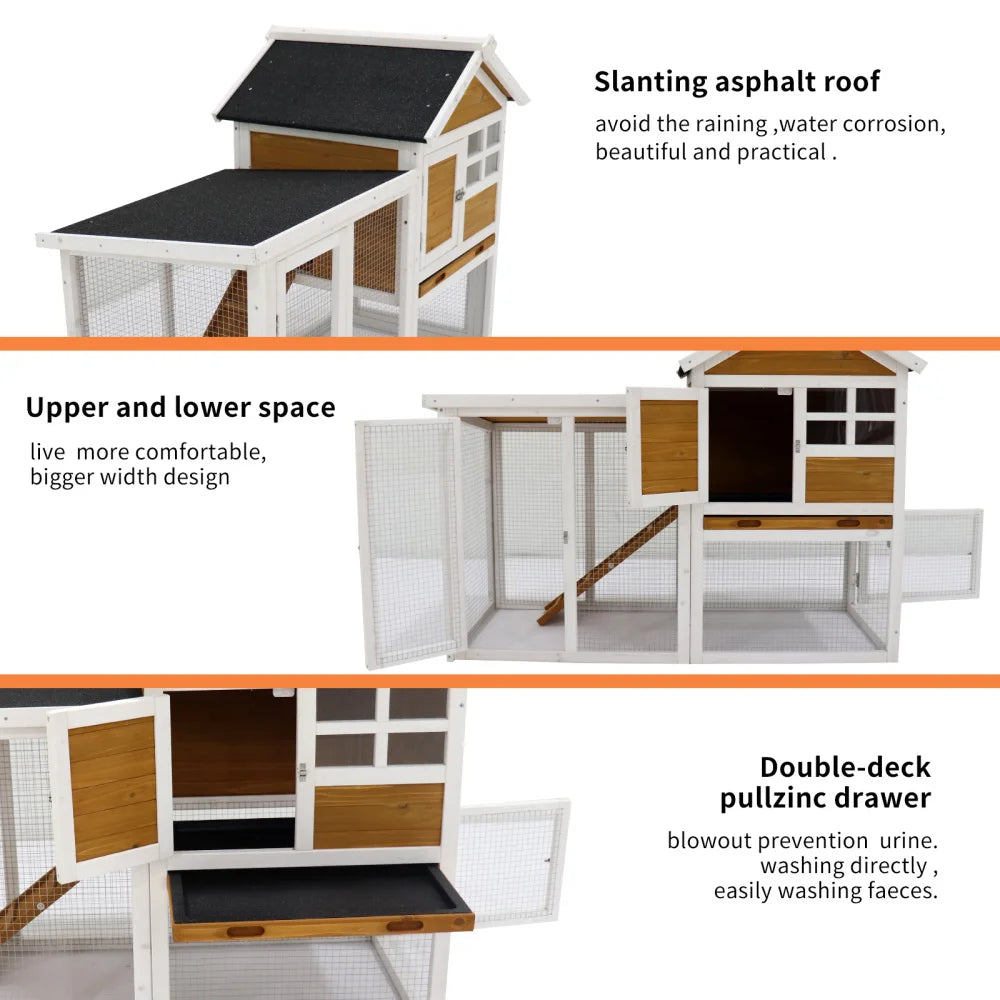 Deluxe Wooden Chicken Coop, Hen House, 4 Seasons