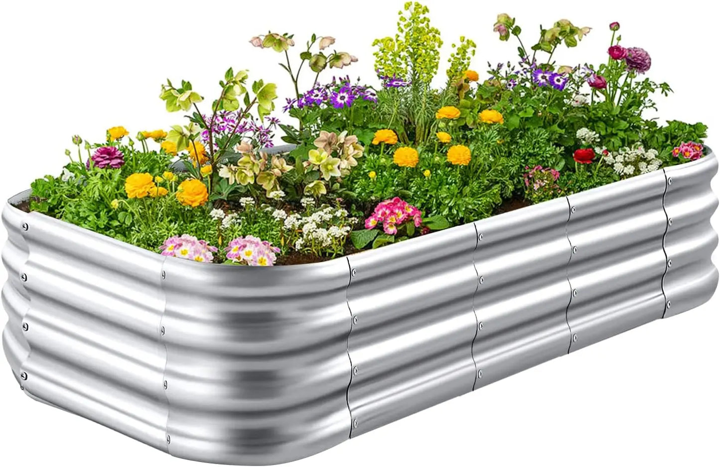 Galvanized Raised Garden Bed, Jumbo Size, 12 Inches High, 8 Ft.×4 Ft., 12 Configurations