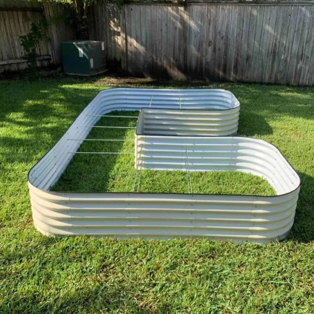 Raised Garden Bed, U-Shaped, 17" Tall, Metal, Jumbo Size