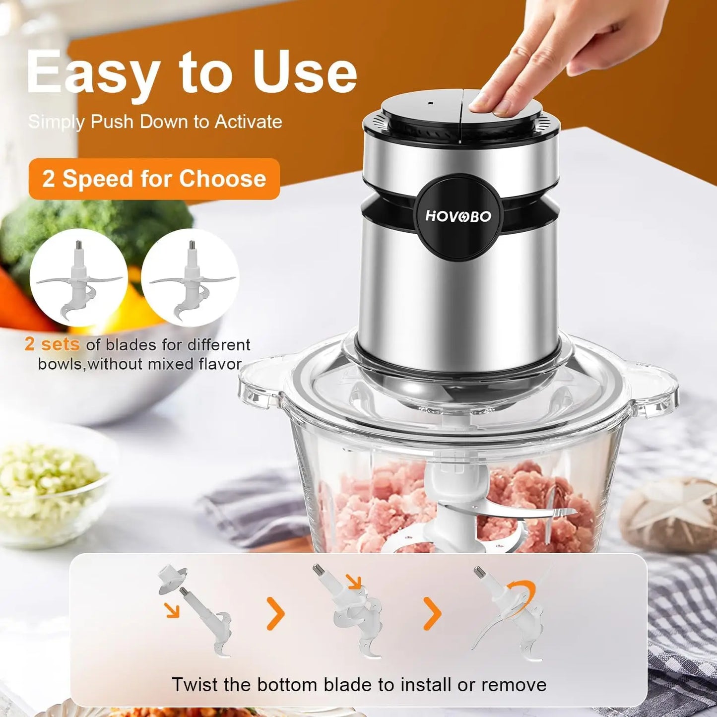 Food Processor & Vegetable Chopper, 500 W