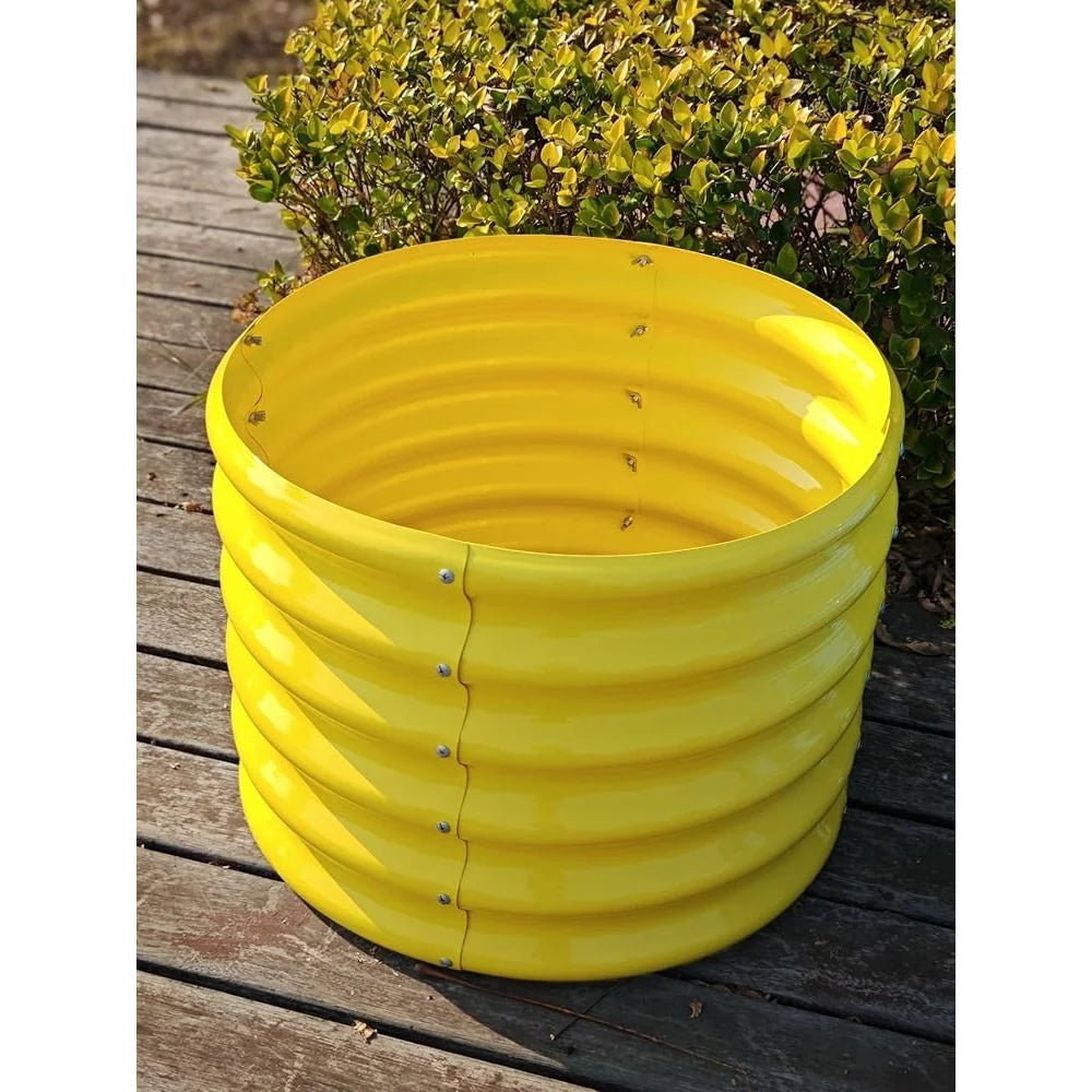 4-Pack Round Raised Garden Beds, Galvanized Steel, 18 In. High,  2 Ft. Diameter