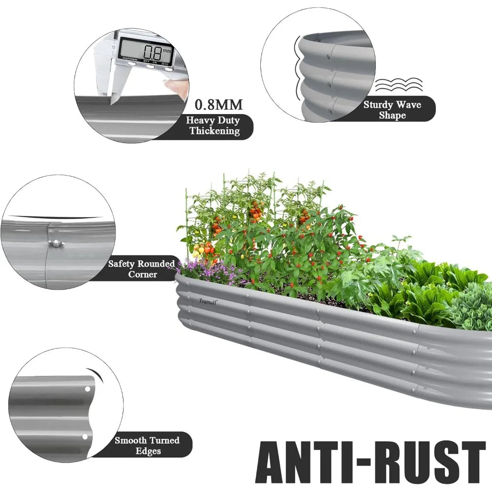 8-Pack Raised Garden Beds, 12 Inches High, 8 Ft. x 3 Ft., Galvanized